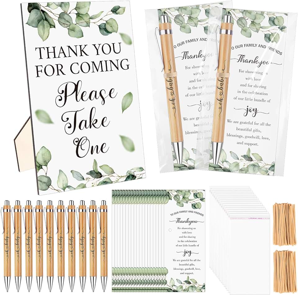 50 Baby Shower Favors with Pens and Cards