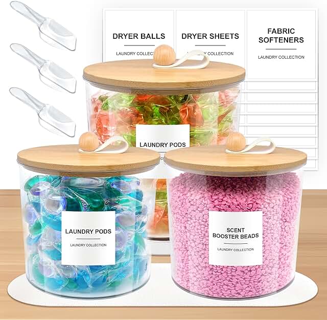 Laundry Pods Storage Jars with Handles and Lids