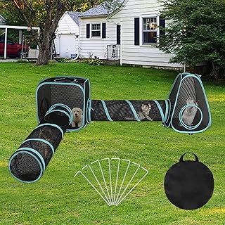 Outdoor Cat Enclosure with Tunnel and Mesh