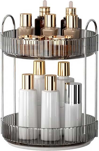 360° Rotating Makeup Organizer with 2 Tiers