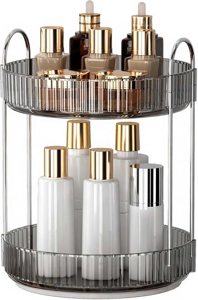 360° Rotating Makeup Organizer with 2 Tiers