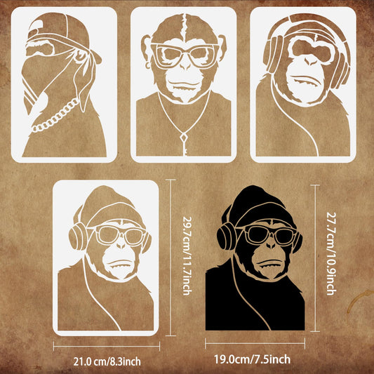 4Pcs Wildlife Animal Drawing Templates for DIY Decor