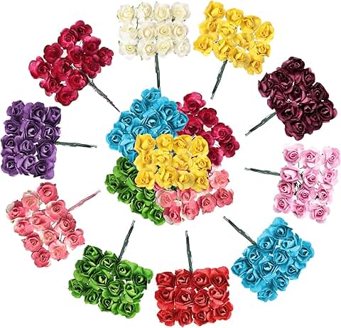 132 Mini Artificial Rose Flowers for Crafts and Decorations