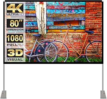 80-Inch Portable Outdoor Projector Screen with Carry Bag