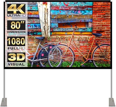 80-Inch Portable Outdoor Projector Screen with Carry Bag