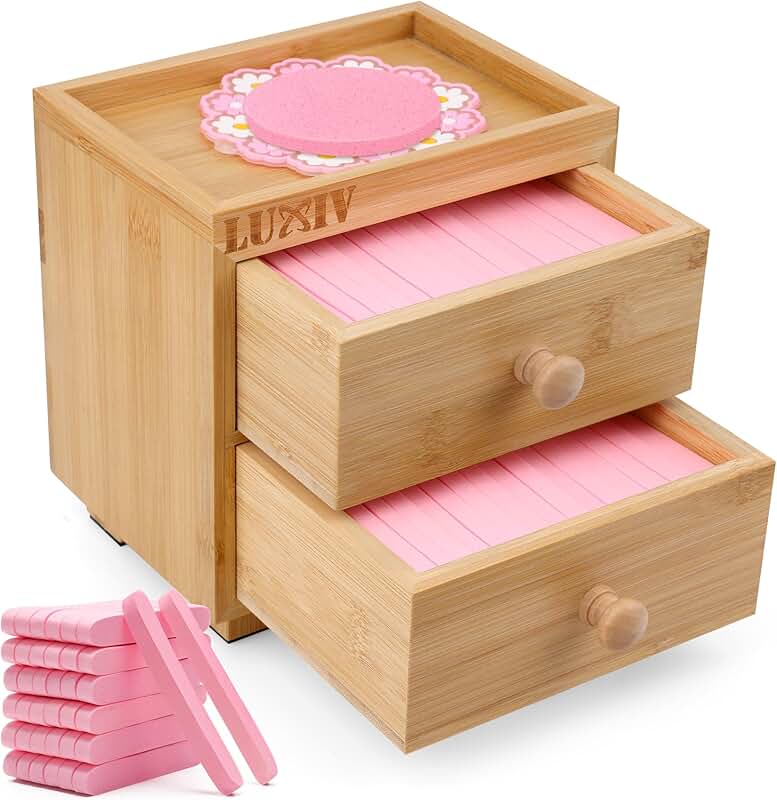 120 Facial Sponges with Bamboo Storage Box