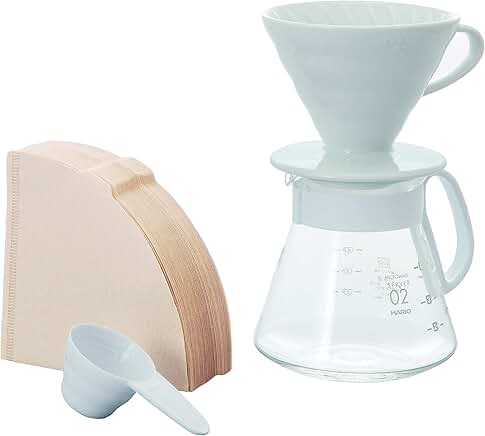 White Ceramic Pour Over Coffee Set Size 02