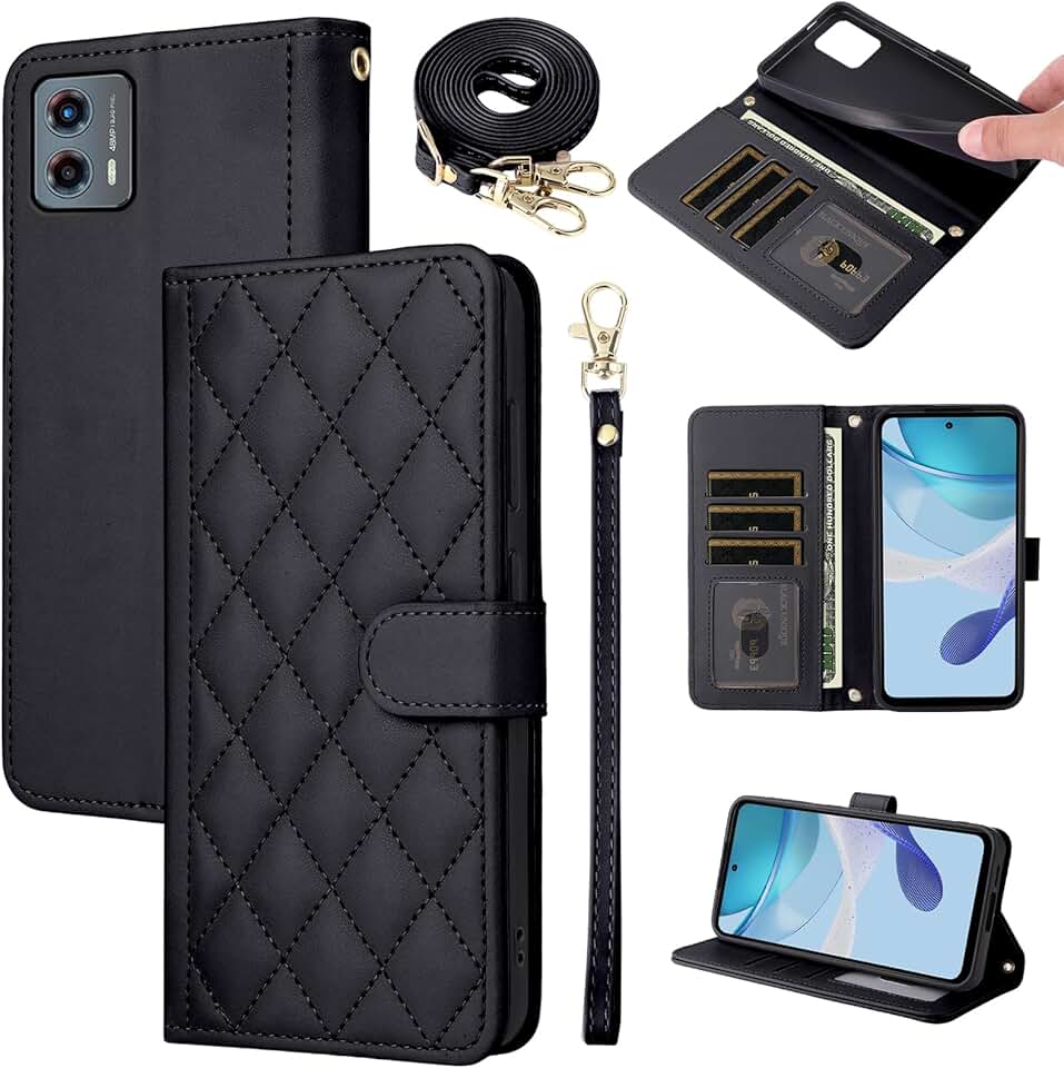 Wallet case with wrist strap and card slots for Moto G 5G 2023
