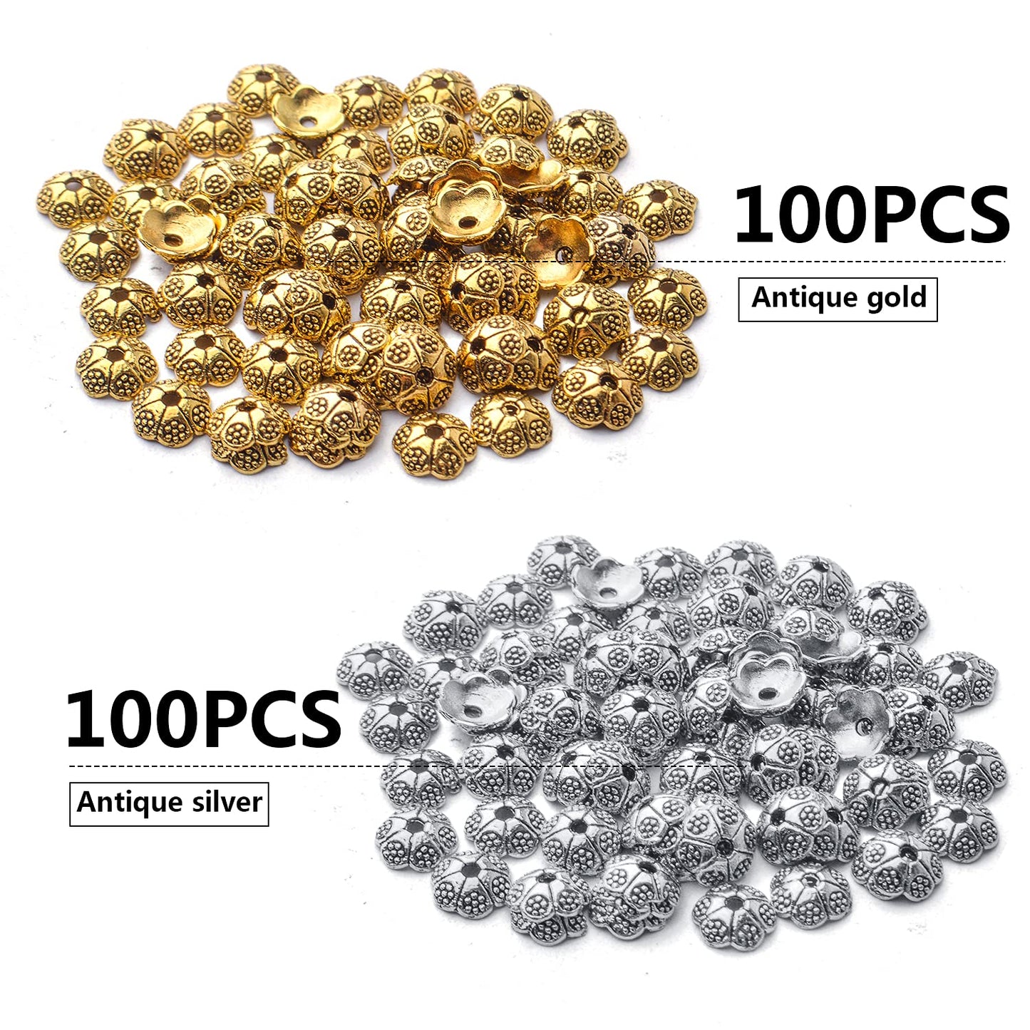 200pcs Flower Bead Caps for Jewelry Making and Crafts