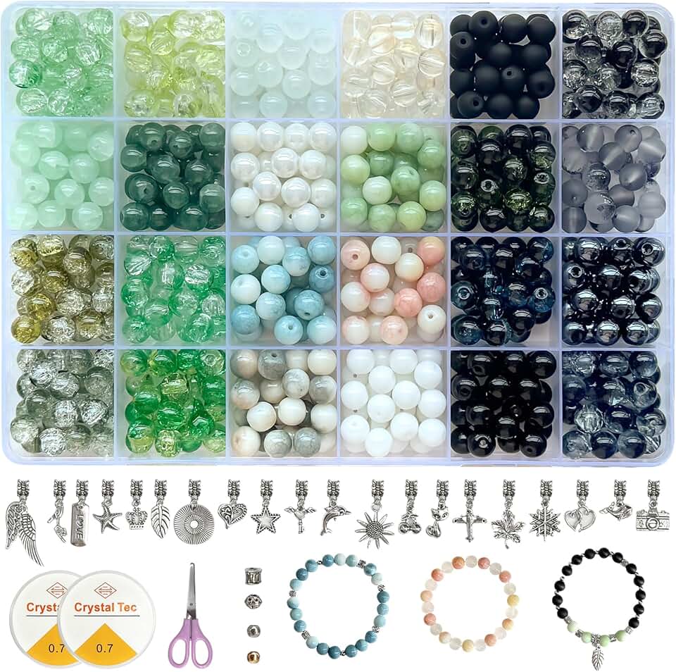 8mm Crackle Glass Beads for Jewelry Making, 600 Pieces