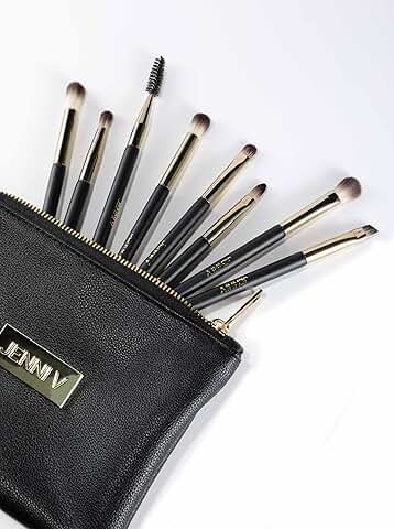 14-Piece Travel Makeup Brush Set with Leather Case