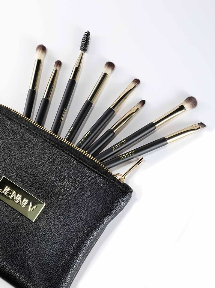 14-Piece Travel Makeup Brush Set with Leather Case