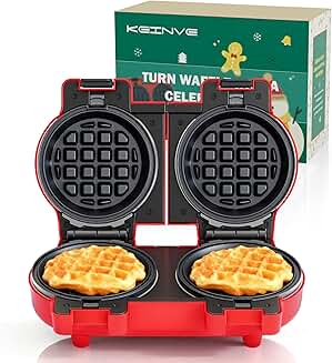 4-inch Waffle Maker with Removable Plates and Dual Heating