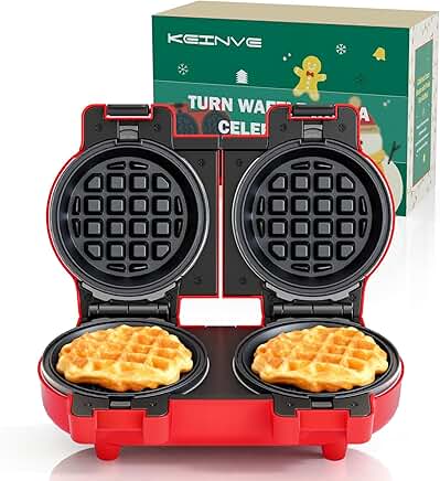 4-inch Waffle Maker with Removable Plates and Dual Heating