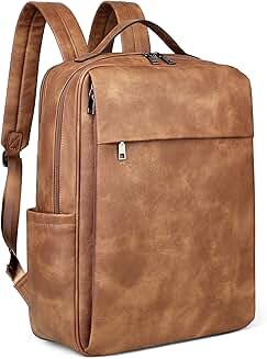 Large 15.6-inch PU Leather Laptop Backpack for Women