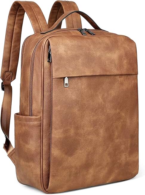 Large 15.6-inch PU Leather Laptop Backpack for Women