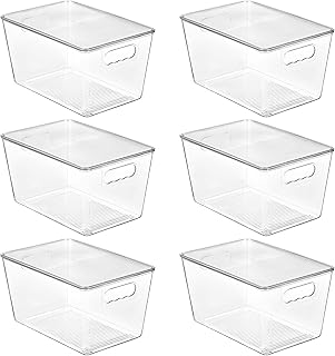 Six Clear Stackable Storage Bins with Lids