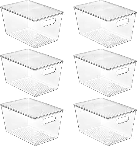 Six Clear Stackable Storage Bins with Lids
