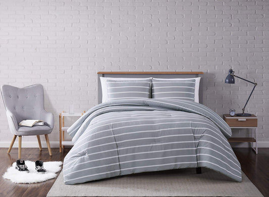 Truly Soft Maddow Stripe Comforter Set, Full/Queen, Grey