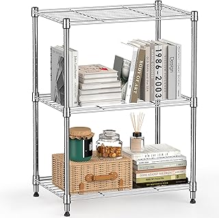 Three-Tier Steel Wire Shelving Unit for Home and Office