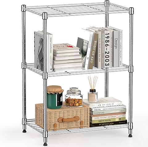 Three-Tier Steel Wire Shelving Unit for Home and Office