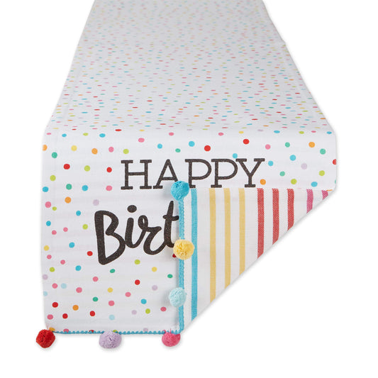Happy Birthday Confetti  Reversible Table Runner, 14x108