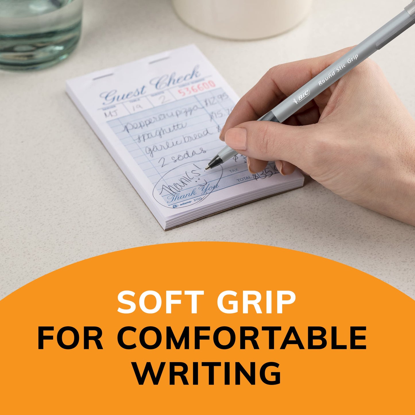12 Black Ballpoint Pens with Soft Grip for Comfort