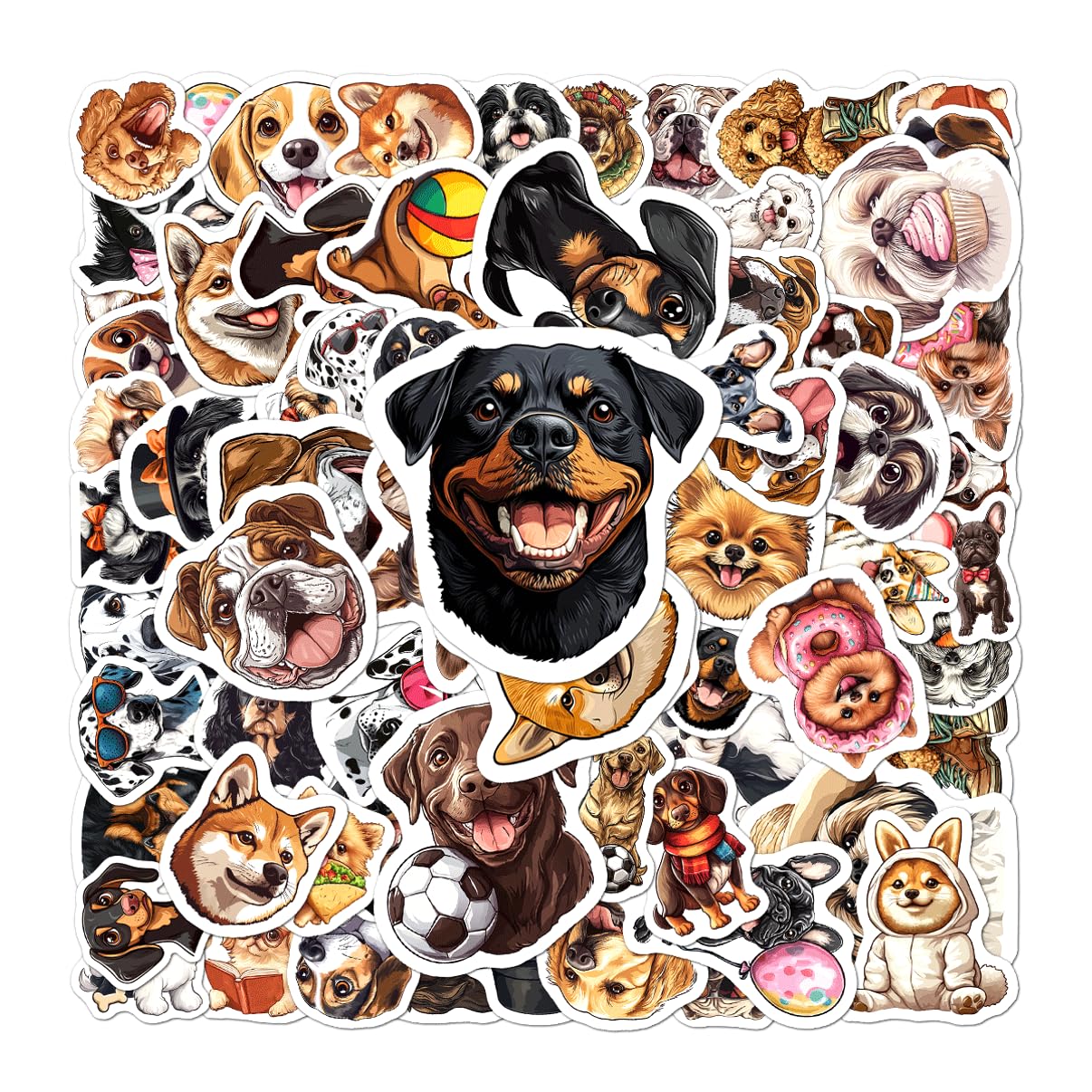 108 Cute Dog Stickers Pack for Kids and Teens
