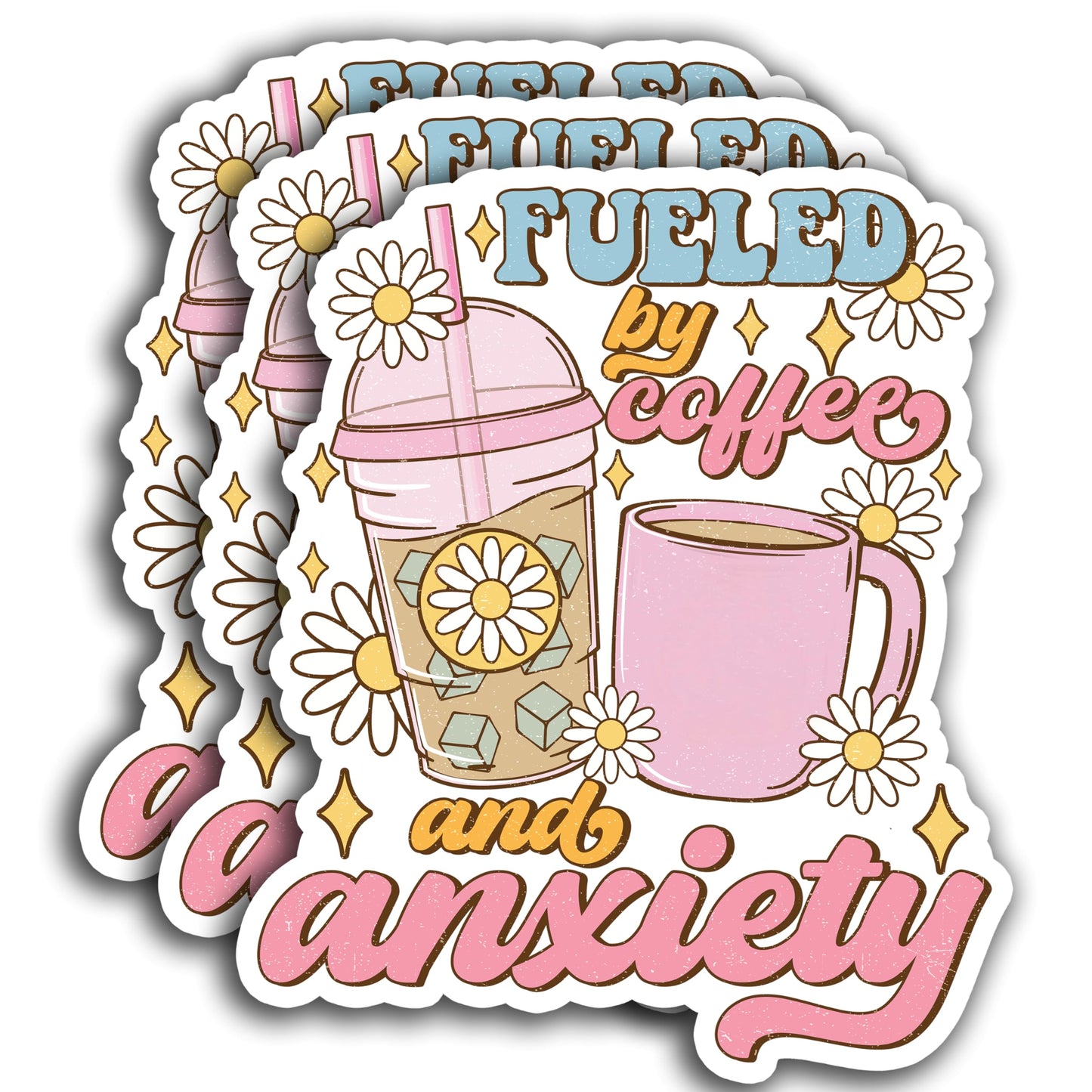 3-Pack Iced Coffee and Anxiety Stickers