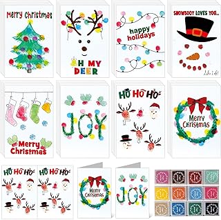 Christmas Card Making Kit with Ink Pad and Fingerprint Designs