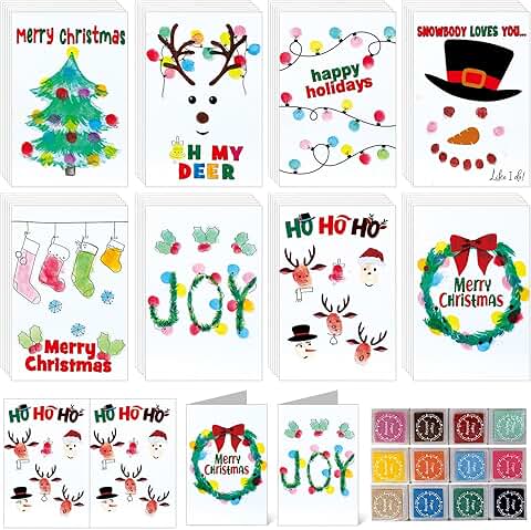 Christmas Card Making Kit with Ink Pad and Fingerprint Designs