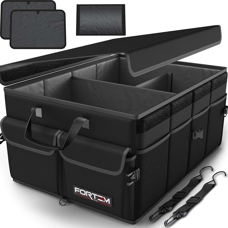 Foldable SUV Trunk Organizer with Multiple Compartments
