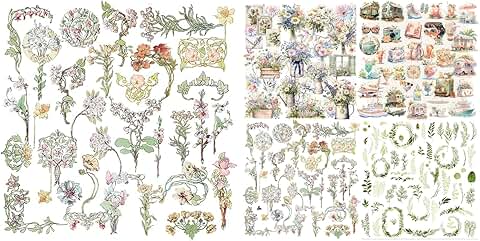 Five Packs of Vintage Junk Journal and Scrapbooking Stickers
