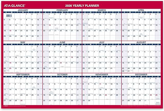 Large 2026 Monthly Wall Calendar, 24x36 inches