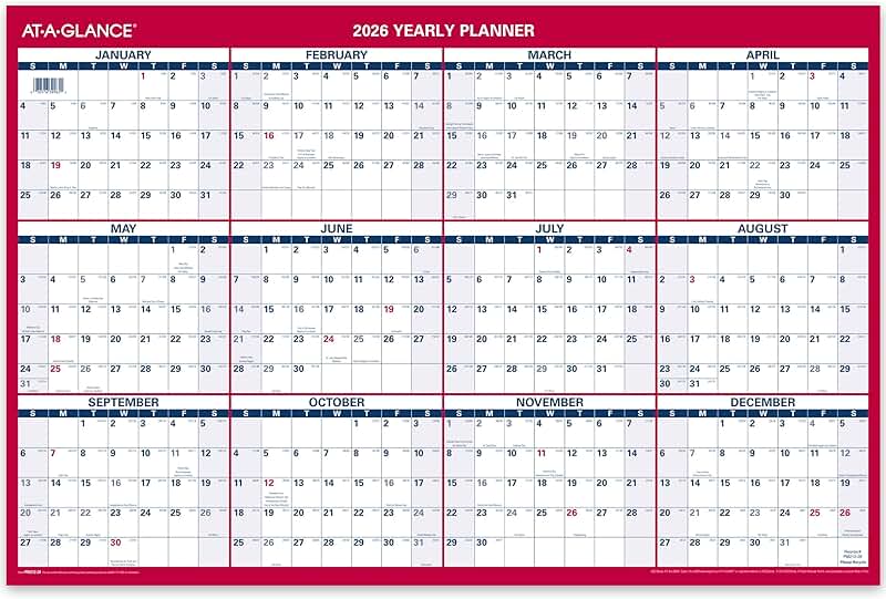 Large 2026 Monthly Wall Calendar, 24x36 inches