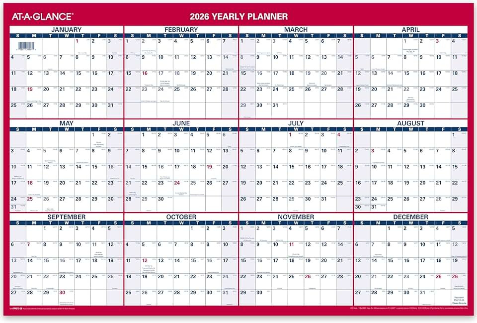 Large 2026 Monthly Wall Calendar, 24x36 inches