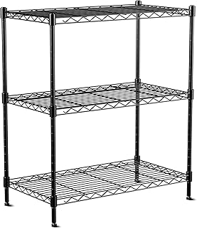 3-Tier Wire Shelf Rack, 24" x 14" x 30", Adjustable, Black
