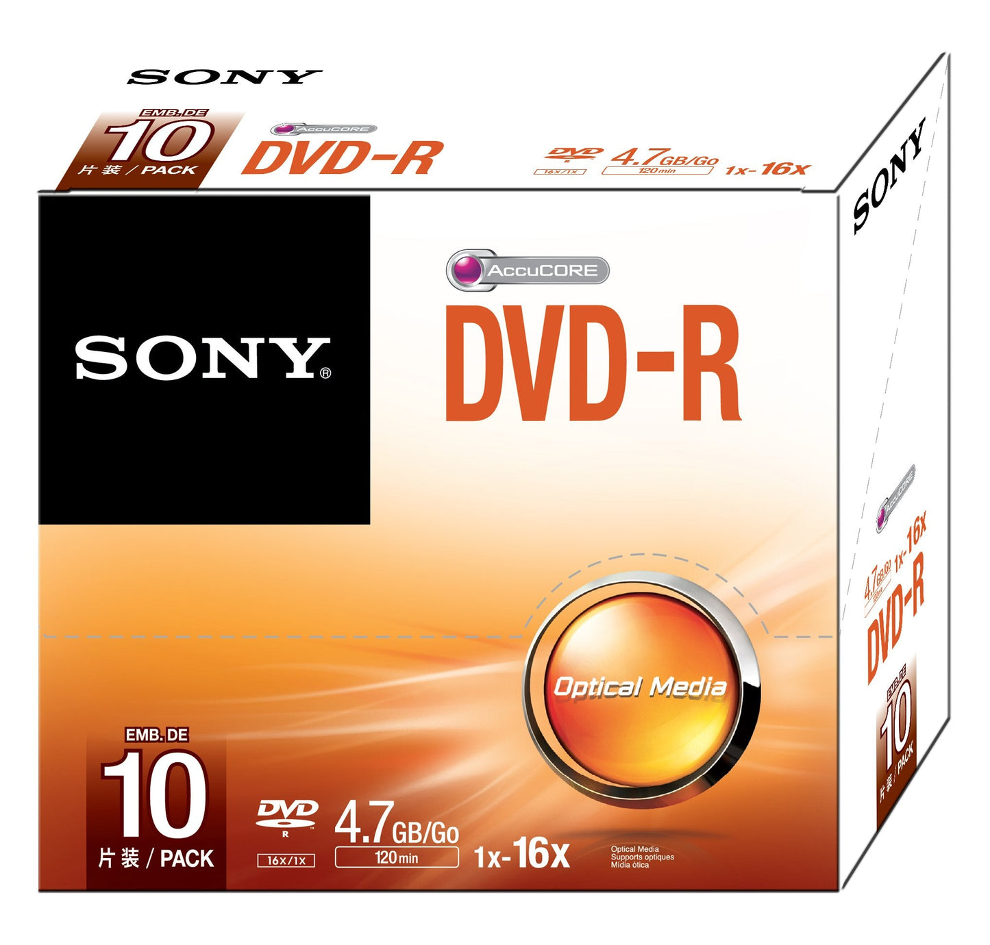 10DMR47SS 16x DVD-R 4.7GB Recordable DVD Media - 10 Pack