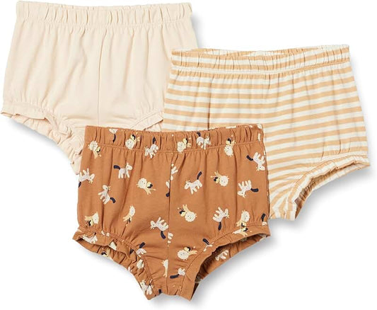 Three pairs of cotton shorts for baby girls