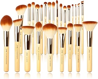 25-Piece Bamboo Makeup Brush Set for Face and Eyes
