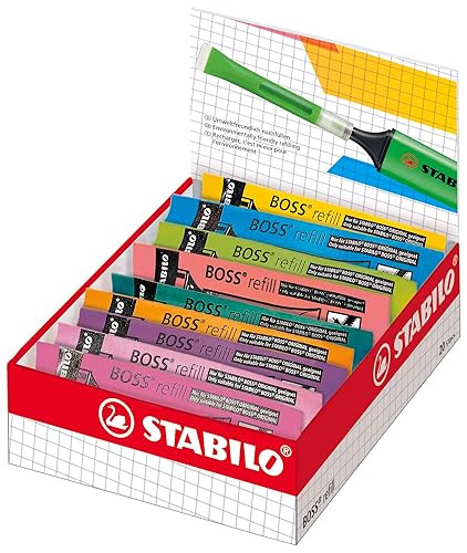 Pack of 20 Assorted Color Highlighter Refills