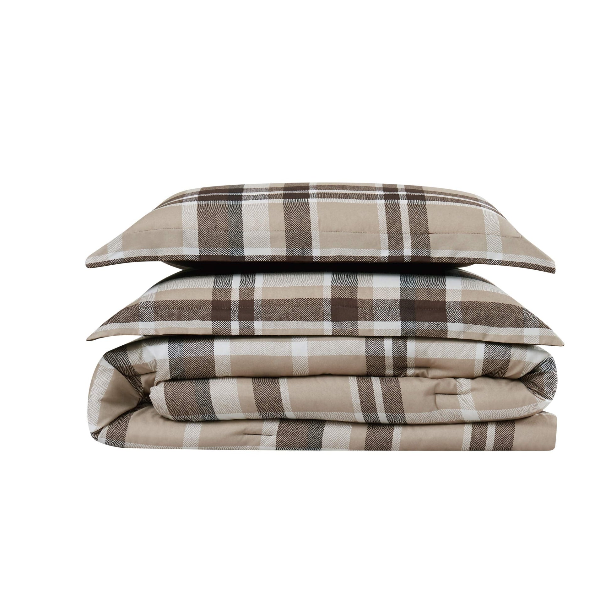 Truly Soft Paulette Plaid Comforter Set, Full/Queen, Taupe