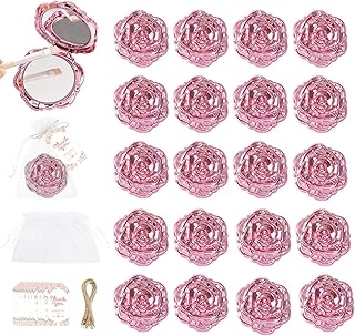 Set of 20 Small Rose-Shaped Double-Sided Pocket Mirrors
