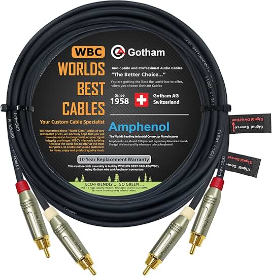 17 Foot Star-Quad RCA Audio Cable with Gold Connectors