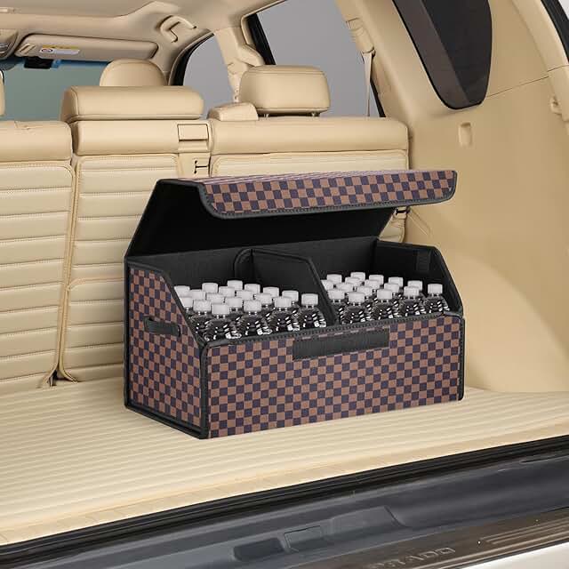 Leather foldable trunk organizer with lid
