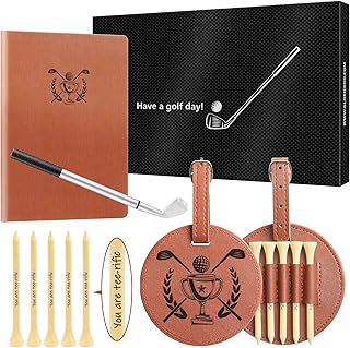 Golf gift set for dad with scorecard, bag tag, tees, and pen
