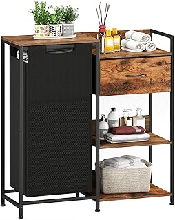 Laundry Hamper with Fabric Drawer and Shelves