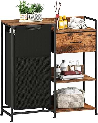 Laundry Hamper with Fabric Drawer and Shelves