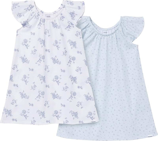 Blue floral nightgown for toddler girls