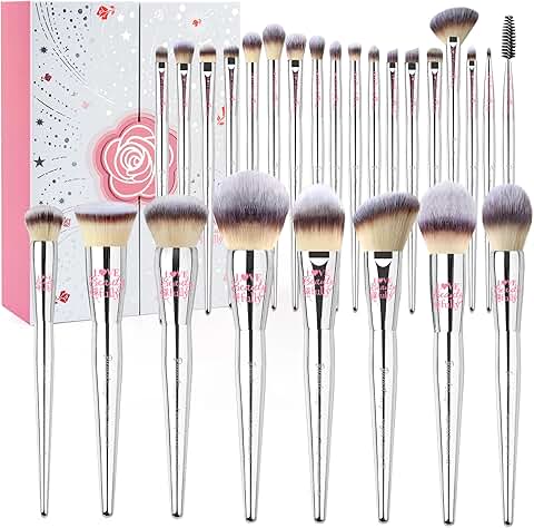 Christmas Makeup Brush Set with 26 Soft Dense Brushes
